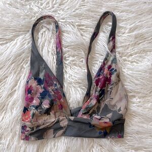 Grey floral Boys + Arrows bikini top, XS